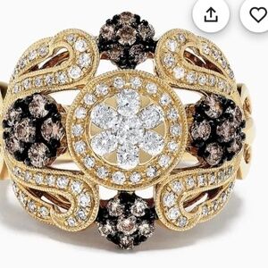 Effy 14k gold espresso and white diamond ring  7-8